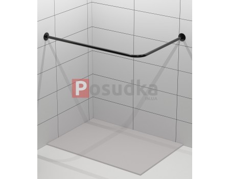 Карниз для ванной угловой черный нержавеющая сталь черный цвет