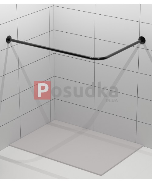 Карниз для ванной угловой Г-образный нержавейка черный цвет