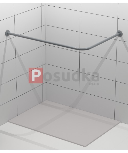 Карниз для ванной угловой Г-образный нержавейка серый цвет