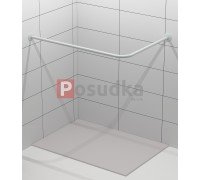 Карниз для ванной угловой Г-образный нержавейка белый цвет