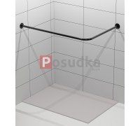 Карниз для ванной угловой Г-образный нержавейка черный цвет