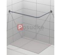 Карниз для ванной угловой Г-образный нержавейка серый цвет