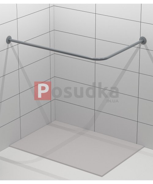 Карниз для ванной угловой Г-образный нержавейка серый цвет