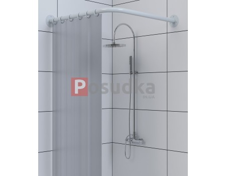 Угловые (Г-образные) карнизы в ванную белый цвет 80*80 см