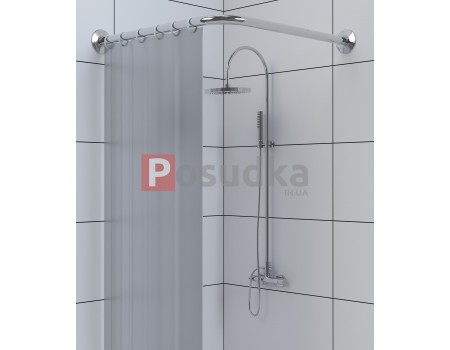 Угловой карниз для поддона в ванную под шторку 80*80 см нержавеющая сталь