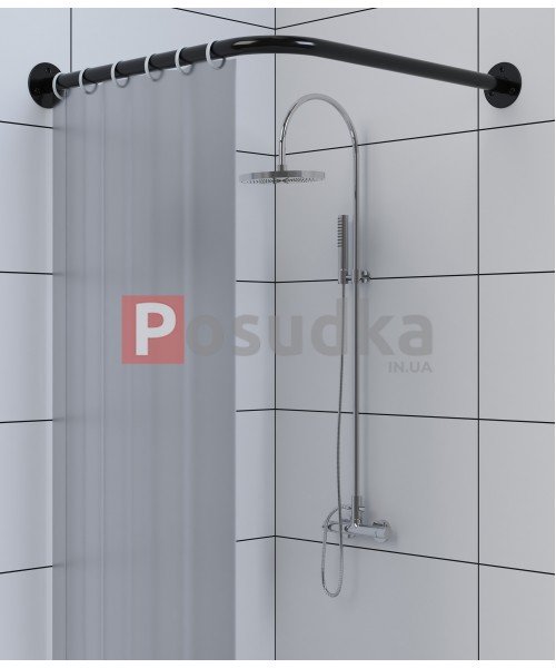 Карниз для душевого поддона Г-образный 80*80 см черный цвет