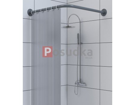 Угловой карниз для поддона в ванную под шторку 80*80 см нержавеющая сталь черный цвет