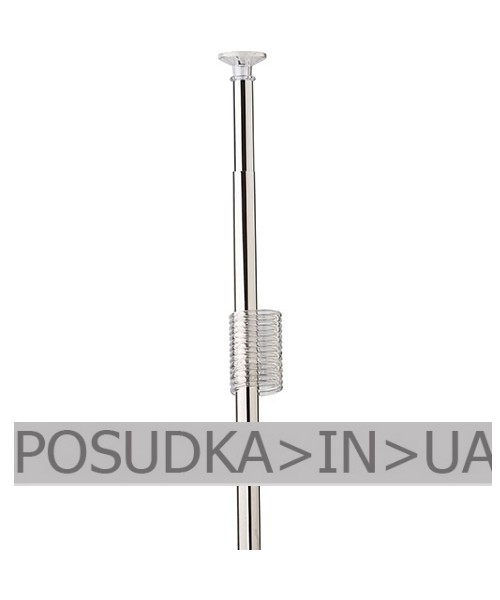 Карниз для ванной комнаты хромированный Dogus 115-220 см с прозрачными кольцами 