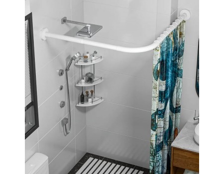 Карниз для душевого поддона г образный белый цвет 90*90 см нержавейка