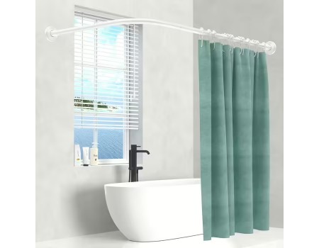 Для прямоугольных угловых ванн Г-образна штанга 70*160 см белый цвет