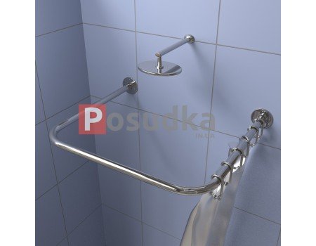 П-подібний карниз для душу 80*80*80 см нержавіюча сталь.
