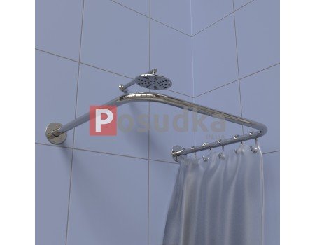 П-образный карниз для душевой кабины 100*100*100 см нержавеющая сталь