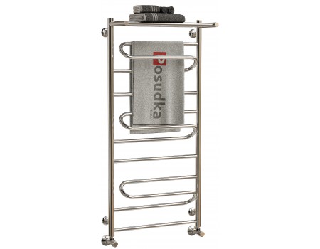 Полотенцесушители лесенка с полкой водяные с универсальное подключением ZIGZAG 40*120 нержавейка