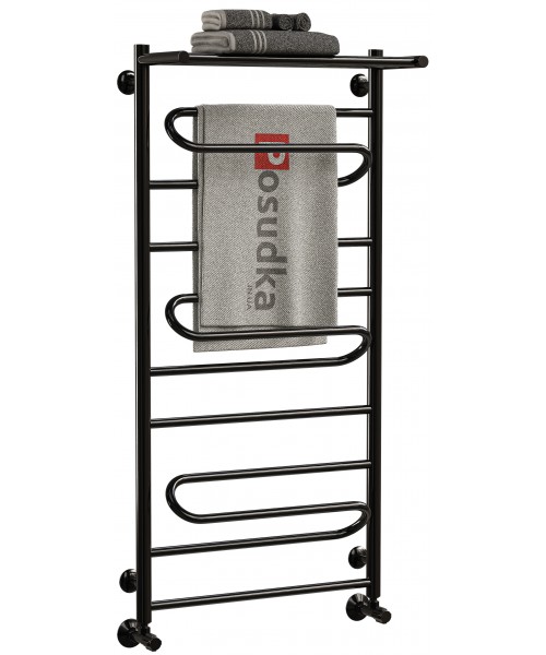 Полотенцесушитель с полочкой Ш х В 40*120 водяной ZIGZAG черный цвет