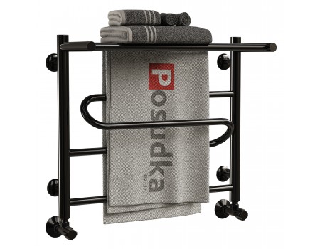 Полотенцесушители с полкой  водяные нержавеющая сталь ZIGZAG 40*50 черный цвет