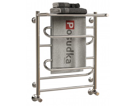 Рушникосушарка водяної драбинки з полицею нержавіюча сталь з нижнім підключенням ZIGZAG 40*70 нержавіюча сталь
