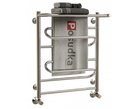 Рушникосушарка водяної драбинки з полицею нержавіюча сталь з нижнім підключенням ZIGZAG 40*70 нержавіюча сталь