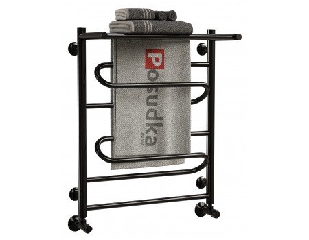 Рушникосушарка водяної драбинки з полицею нержавіюча сталь з нижнім підключенням ZIGZAG 40*70 нержавіюча сталь, чорний колір