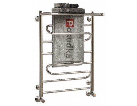 Полотенцесушитель с полочкой купить из нержавеющей стали водяной с нижним подключением ZIGZAG 40*80
