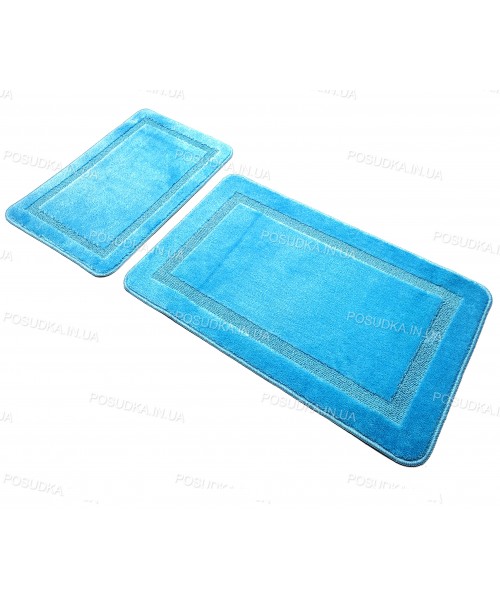  Набор прямоугольных ковриков в ванную Vonaldi 50*80 40*50 на резиновой основе Бирюзовый