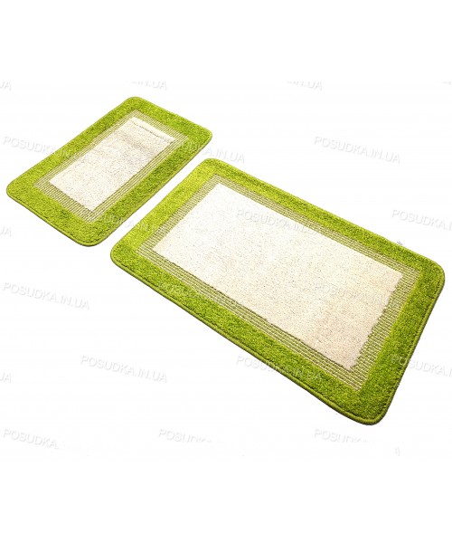  Набор прямоугольных ковриков в ванную Vonaldi 50*80 40*50 на резиновой основе Салатовый