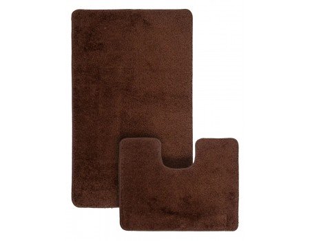 Комплект ковриков для ванной темно коричневые пушистые