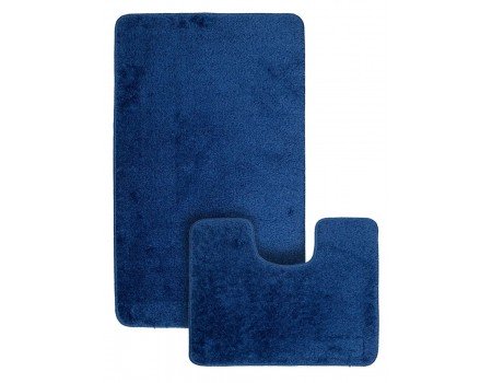 Комплект ковриков для ванной темно синего цвета однотонные