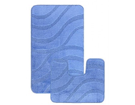 Набор из двух ковриков для ванной на резиновой основе голубой