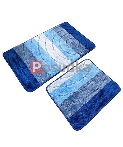  Набор ковриков для ванной и туалета Vonaldi 50*80 40*50 Голубой полосы