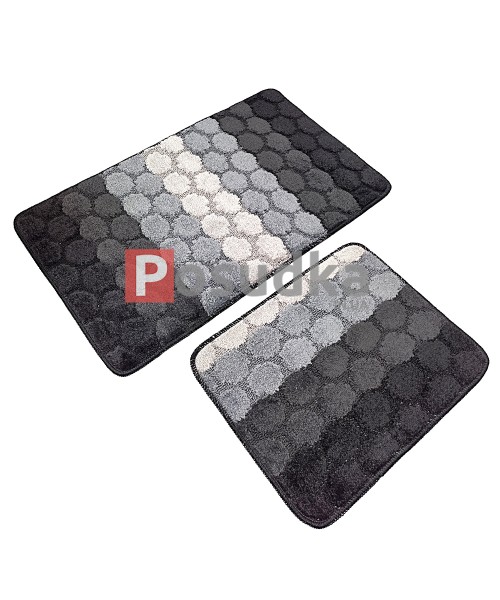  Набор ковриков для ванной и туалета Vonaldi 50*80 40*50 Черно-серый полосы