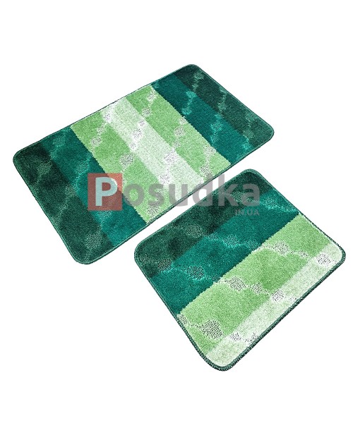  Набор ковриков для ванной и туалета Vonaldi 50*80 40*50 Зеленый полосы