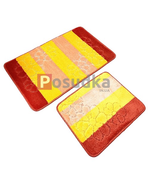  Набор ковриков для ванной и туалета Vonaldi 50*80 40*50 Оранжевый желтый полосы