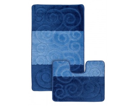 Коврики в ванную набор D.BLUEi на резиновой основе сине-голубой цвет