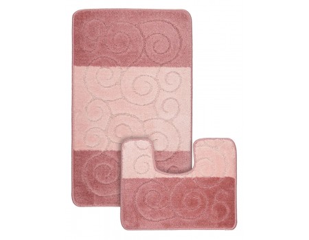 Комплект впитывающих ковриков для ванной комнаты на резиновой основе светло-розовый