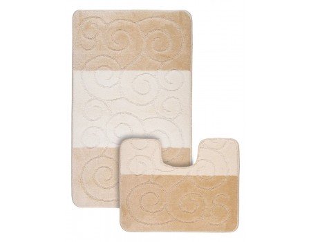 Комплект килимків для ванної MAXIMUS SILE BEIGE на гумовій основі світло-бежевий
