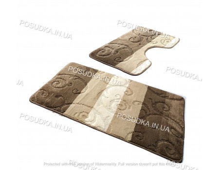 Комплект кофейного цвета ковриков для ванной, туалета с вырезом Vonaldi на резине