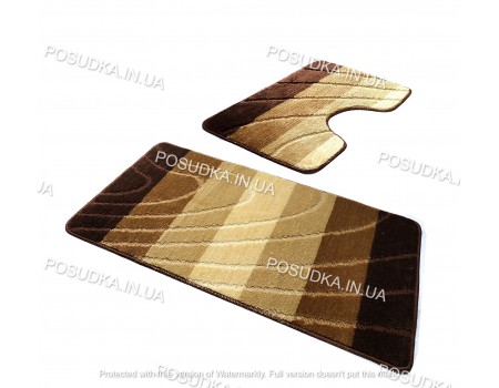 Комплект ковриков для ванной, туалета с вырезом Vonaldi на резиновой основе Бежевый