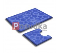 Коврики для ванной и туалета набор однотонный голубой пузыри Vonaldi
