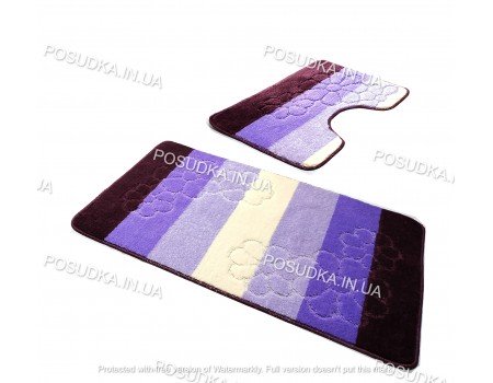 Комплект двійка туалетна ванна з вирізом килимів Vonaldi на гумовій основі Фіолетовий