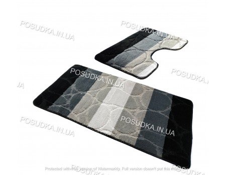 Темно-сірий набір килимків для ванної та туалету подвійний Vonaldi на гумовій основі