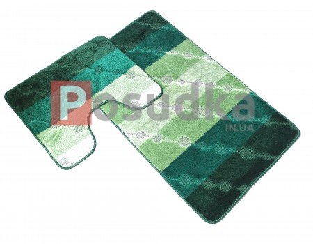 Коврики для ванной туалета  Vonaldi на резиновой основе Темно-зеленый