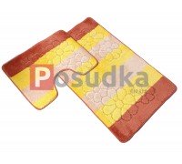 Набор ковриков для ванной и туалета Vonaldi на резиновой основе Оранжевый-желтый