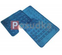 Набор однотонных ковриков ванна туалет Vonaldi на резиновой основе Синий перламутр