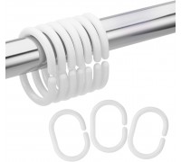 Кольца для шторки в ванную пластик белые 12 шт