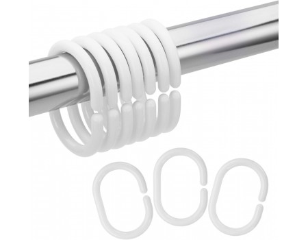 Набор колец для штанги карниза в ванную разъемные 12 шт белые
