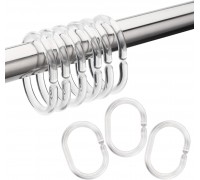 Кольца для шторки в ванную пластик прозрачные 12 шт