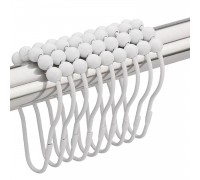 Кольца для шторки в ванную с шариками БЕЛЫЙ цвет 16 шт