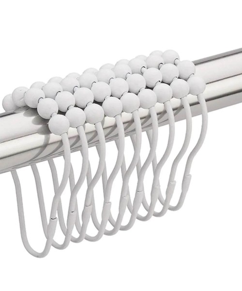 Кільця для шторки у ванну з кульками БІЛИЙ колір 12 шт