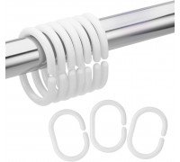 Кольца для шторки в ванную пластик белые 12 шт