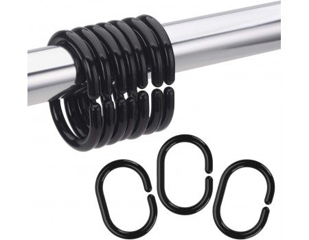 Комплект кільця для карниза шторки штанги у ванну чорні 12 шт